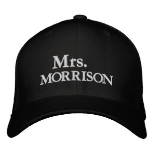 Chic Mrs. Last Name black and white Embroidered Hat