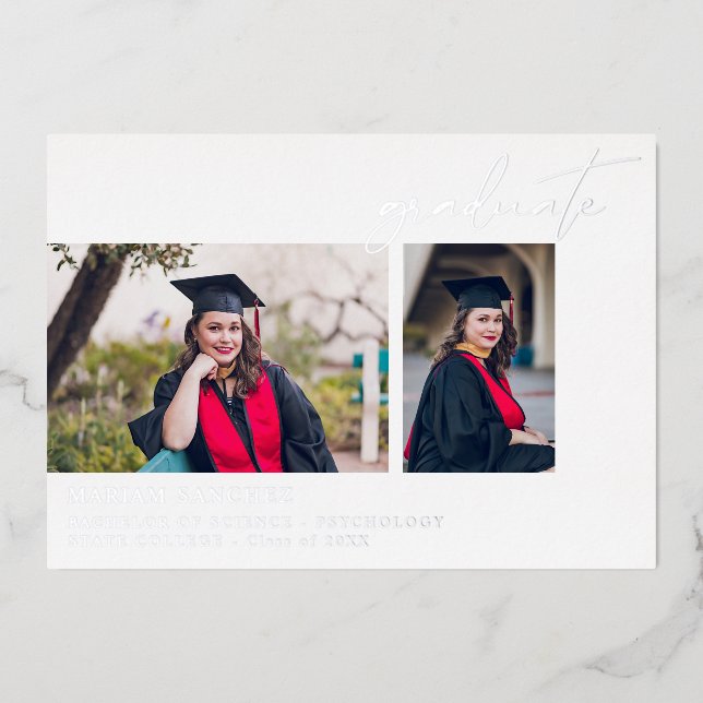 Chic Multi 2 Photo Graduation Foil Announcement (Front)