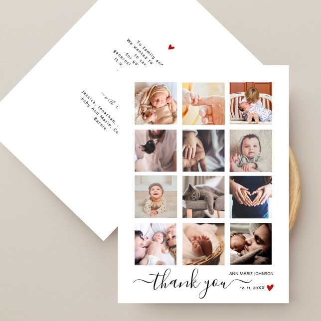 Chic Multi Photo Collage Baby Shower Thank You (Creator Uploaded)