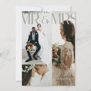Chic Multi-Photo Wedding Thank You Card W Note