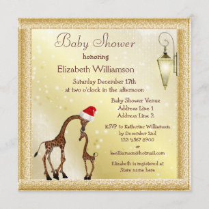 Chic Mum & Baby Giraffe Christmas Baby Shower Invitation
