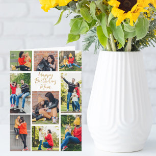 Chic Mum Daughter Photo Collage Custom Birthday Card