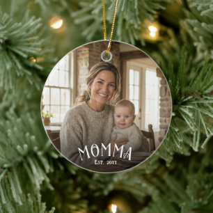 Chic Mum Est Year First Time Mum Photo Ceramic Tree Decoration