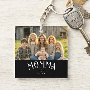 Chic Mum Established Kid Count Photo Black White Key Ring