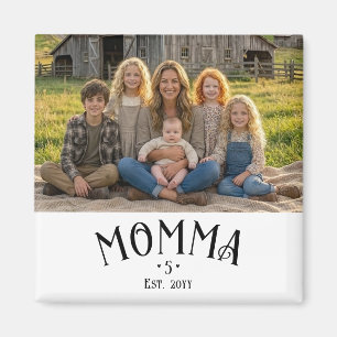 Chic Mum Established Kid Count Photo Black White Magnet