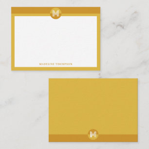 Chic Mustard Yellow Geometric Modern Monogram Card