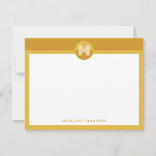 Chic Mustard Yellow Geometric Modern Monogram Card