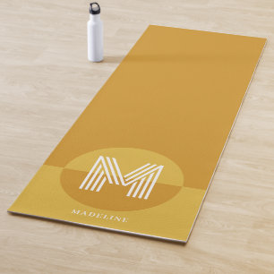 Chic Mustard Yellow Geometric Modern Monogram Yoga Mat