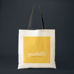 Chic Mustard Yellow Simple Bold Script Name Tote Bag<br><div class="desc">Chic Mustard Yellow Simple Bold Script Name Tote Bag</div>
