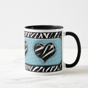 Chic My Heart Blue Zebra Print Mug