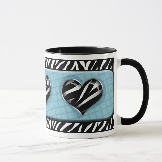 Chic My Heart Blue Zebra Print Mug (Right)