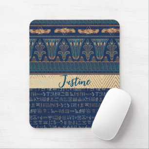Chic Mysterious Egyptian Lotus Scarab Hieroglyphs Mouse Mat