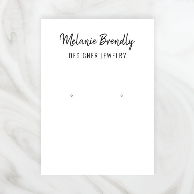 Chic Name Black White Jewellery Earring Display Business Card (Stylishly Personalize with Your Custom Name. Add Optional Text.)