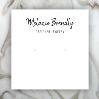Chic Name Black White Jewellery Earring Display Square Business Card