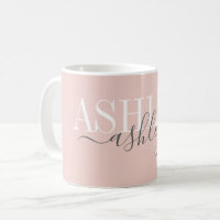 Chic Name Monogram Blush Pink Grey Elegant