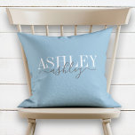 Chic Name Monogram Dusk Blue Grey Elegant Cushion<br><div class="desc">Decorate your home in the latest trendy dusk blue and grey colours with this dual name monogram pillow. Thank you so much for supporting our small business, we really appreciate it! We are so happy you love this design as much as we do, and would love to invite you to...</div>