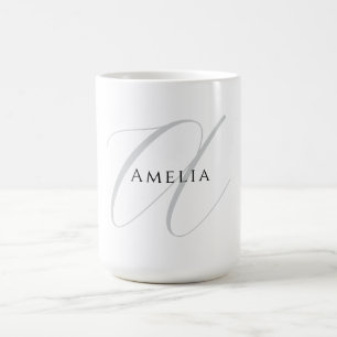 Chic Name Monogram Initial Letter Calligraphy  Coffee Mug
