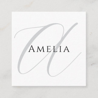 Chic Name Monogram Initial Letter Calligraphy Enclosure Card