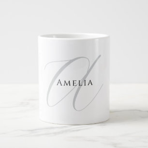 Chic Name Monogram Initial Letter Calligraphy  Large Coffee Mug