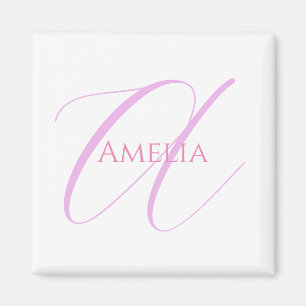 Chic Name Monogram Initial Letter Calligraphy  Magnet