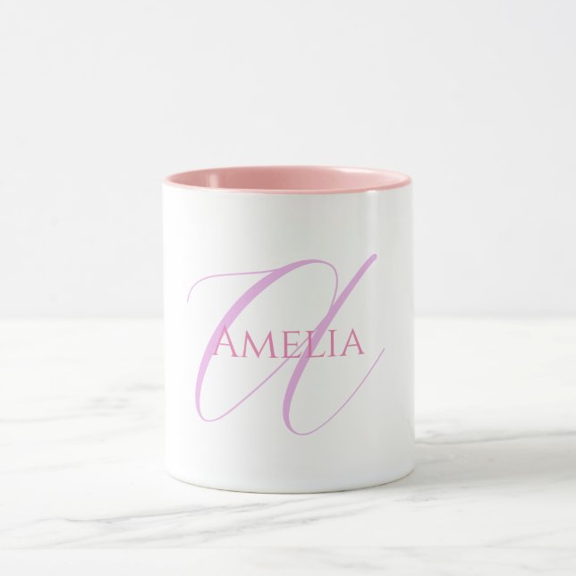 Chic Name Monogram Initial Letter Calligraphy  Mug (Center)