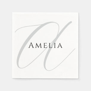 Chic Name Monogram Initial Letter Calligraphy Napkin