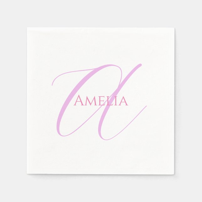 Chic Name Monogram Initial Letter Calligraphy  Napkin (Front)