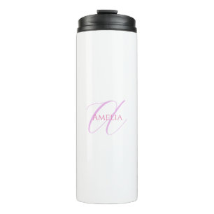 Chic Name Monogram Initial Letter Calligraphy  Thermal Tumbler
