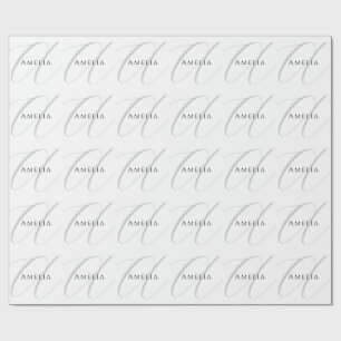 Chic Name Monogram Initial Letter Calligraphy  Wrapping Paper
