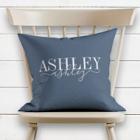 Chic Name Monogram Navy Blue Grey Elegant