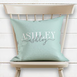 Chic Name Monogram Neo Mint Gray Elegant Cushion<br><div class="desc">Decorate your home in the latest trendy neo mint and gray colors with this dual name monogram pillow. Thank you so much for supporting our small business, we really appreciate it! We are so happy you love this design as much as we do, and would love to invite you to...</div>