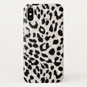 Chic Natural and Black Animal Print with Dots iPhone X Case