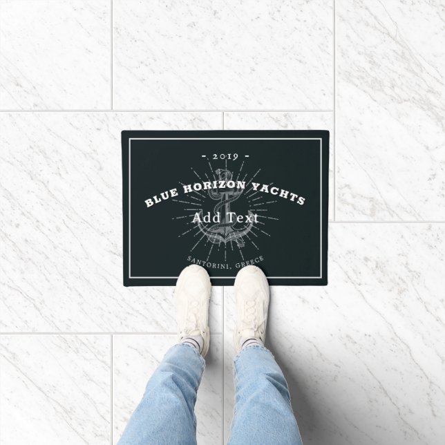 Chic Nautical Anchor Personalised Boat Captain  Doormat (Indoor)