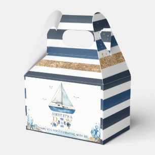 Chic Nautical Boat Ahoy It's a Boy Baby Shower Favour Box