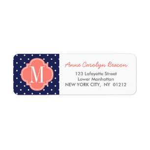 Chic Nautical Navy Polka Dots Coral Personalised