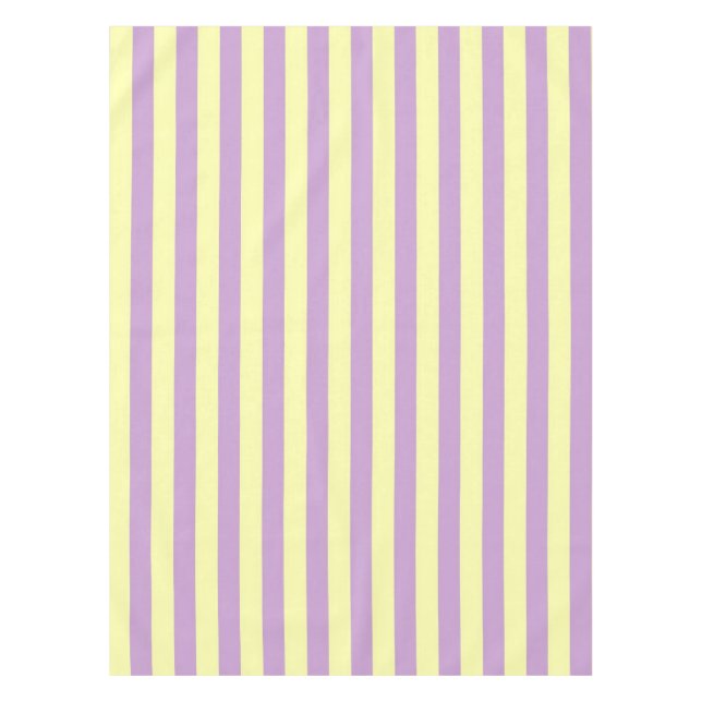 Chic Nautical Pastel Purple Yellow Stripes Spring  Tablecloth (Front)