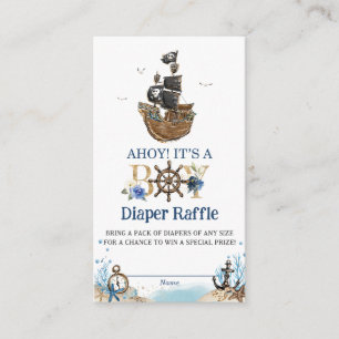 Chic Nautical Pirate Ahoy It's a Boy Diaper Raffle Enclosure Card