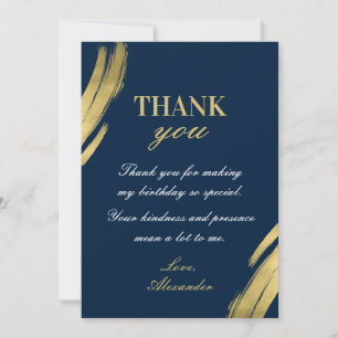 Chic Navy and Gold Elegant Birthday  Invitation
