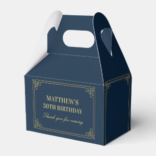 Chic Navy and Gold Gatsby Art Deco Frame Birthday Favour Box