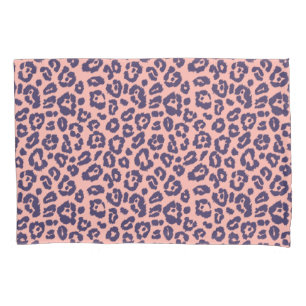 Chic Navy Blue and Pink Leopard Print Pillowcase