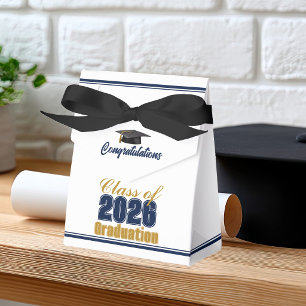 Chic Navy Blue Class of 2026 Custom Graduation Favour Box