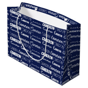 Chic Navy Blue Customized Birthday Large Gift Bag