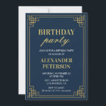 Chic Navy Blue Gold 83rd Birthday Party Invitation<br><div class="desc">Chic Navy Gold 83rd Birthday Party Invitation</div>