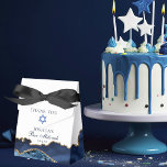 Chic Navy Blue Gold Agate Bar Mitzvah Fancy Party Favour Box<br><div class="desc">Elegant navy blue and gold agate decorates this modern fancy Bar Mitzvah party favour box. Your son's name is written in beautiful formal script under the Star of David. Perfect for a chic,  stylish Jewish family celebrating a boy being called to the Torah.</div>