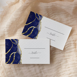 Chic Navy Blue Gold Ink Wedding Escort Place Card