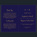 Chic Navy Blue & Gold Wedding Program Template<br><div class="desc">Chic Navy Blue & Gold Wedding Program Template.</div>