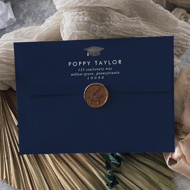 Chic Navy Blue Graduation Announcement Envelope (Creator Uploaded)
