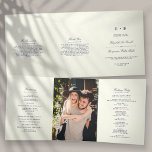 Chic Navy Blue & Ivory Wedding Tri-Fold Programme<br><div class="desc">These beautiful programs are perfect for anyone getting married this year. The design features navy blue wording on an ivory background, very trendy but with a timeless feel. The template wording is easy to personalise and there is also space to include your favourite photo. If you would like to customise...</div>
