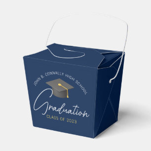 Chic Navy Blue Modern 2026 Graduation Party Favour Box