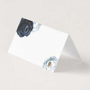 Chic Navy Blue Peony Wedding Table Place Card